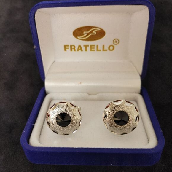 MEN'S FRATELLO ROUND SILVER, BLACK ABSTRACT DESIGN. - Picture 1 of 2